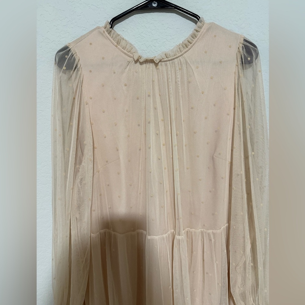 H&M Sheer Swiss Dot Babydoll Dress - Light Pink - Picture 3 of 9